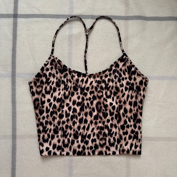 Victoria's Secret Leopard Print Spaghetti Strap Crop Top Size Large - Picture 2 of 13